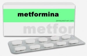 Metformina, caja y pastillas
