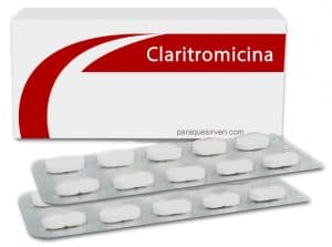 Caja y pastillas de claritromicina