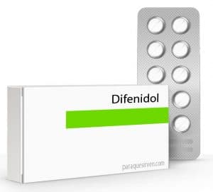 Caja y pastillas de difenidol