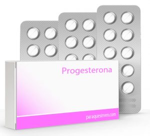 Caja y pastillas de progesterona