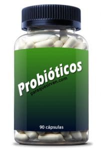 Frasco con probioticos